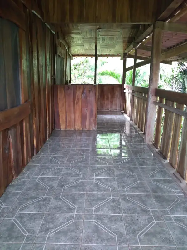 Walkway with tiled floor